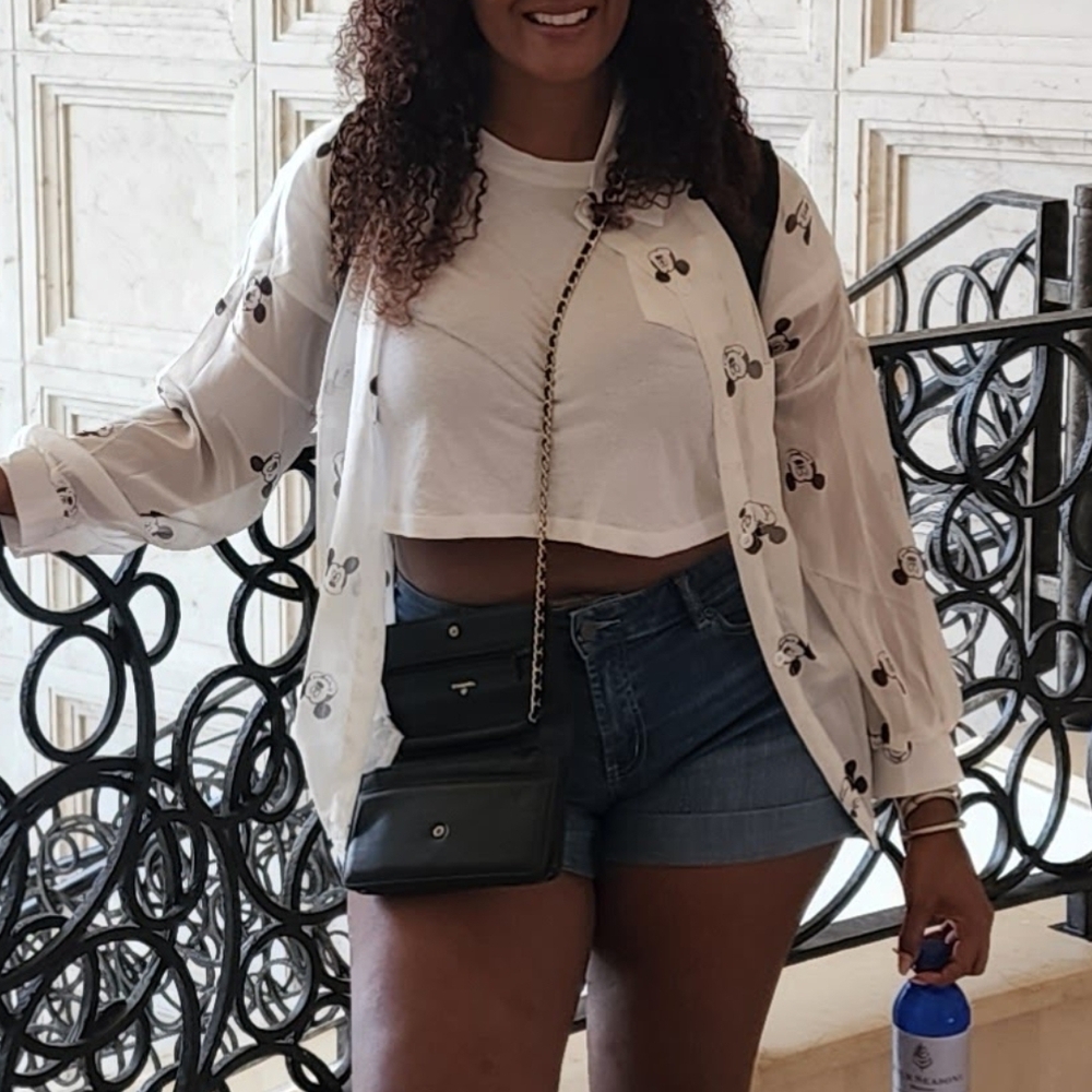 Mickey Mouse Patterned Button Down White Shirt - image 3